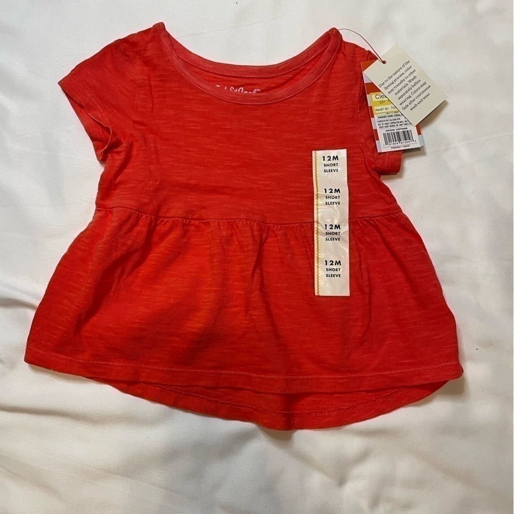 NWT girls Cat & Jack size 12 months coral shirt sleeve shirt